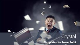  Presentation with stressed - Presentation consisting of young-stressed-man-ripping-documents background and a  colored foreground