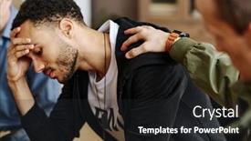  Presentation with stressed - PPT layouts with young-stressed-man-touching-head background and a dark gray colored foreground