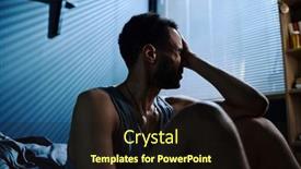  Presentation with ptsd - PPT layouts featuring young-stressed-man-touching-head background and a wine colored foreground