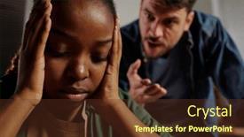  Presentation with facial - Theme featuring young-stressed-woman-with-upset background and a tawny brown colored foreground