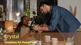  Presentation with beer bottle - PPT theme consisting of young-strict-man-taking-bottle and a tawny brown colored foreground