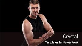  Presentation with strength - PPT theme having young-strong-athlete-in-black background and a wine colored foreground