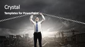  Presentation with strong - Cool new presentation with young strong businessman tearing metal backdrop and a dark gray colored foreground