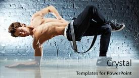  Presentation with break dance - Audience pleasing theme consisting of young strong man break dance backdrop and a light blue colored foreground