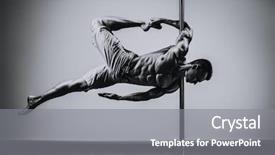  Presentation with black yellow color - Slide deck consisting of young strong man pole dancing background and a gray colored foreground