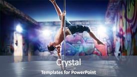  Presentation with pole - Colorful presentation theme enhanced with young strong pole dance man backdrop and a ocean colored foreground