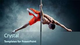  Presentation with pole - Slide deck featuring pole dancing man with smoke background and a ocean colored foreground