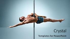  Presentation with athletics pole vault - PPT layouts featuring young strong pole dancing man background and a light blue colored foreground