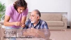  Presentation with old young - Colorful PPT theme enhanced with young-student-and-his-old backdrop and a coral colored foreground