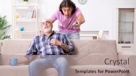  Presentation with old young - Slides consisting of young-student-and-his-old background and a coral colored foreground