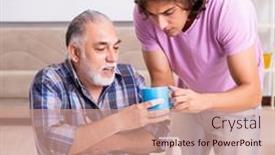  Presentation with old young - Presentation design featuring young-student-and-his-old background and a coral colored foreground