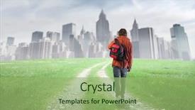  Presentation with young college student diagnosis of sti - PPT theme featuring school land - young student approaching a big background and a mint green colored foreground