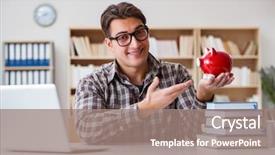  Presentation with piggy bank broken piggybank - PPT theme consisting of young student breaking piggy bank background and a  colored foreground