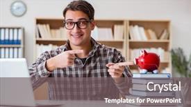  Presentation with piggy bank - Audience pleasing slide deck consisting of young student breaking piggy bank backdrop and a  colored foreground