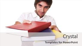  Presentation with books - Theme featuring young student carrying books selective background and a light gray colored foreground