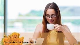  Presentation with young college student diagnosis of chlamydia - Slides having young-student-drinking-coffee background and a yellow colored foreground