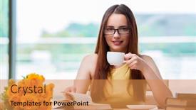  Presentation with young college student diagnosis of sti - Presentation theme featuring young-student-drinking-coffee background and a gold colored foreground