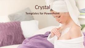  Presentation with lotion - Cool new slides with young student girl apply body cream lotion on her chest on her chest backdrop and a lemonade colored foreground