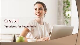  Presentation with student - PPT theme having young student girl with apple background and a  colored foreground