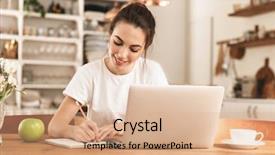  Presentation with student writing - Slide set consisting of young student girl with apple background and a  colored foreground