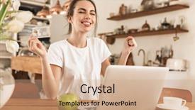  Presentation with credit card - Colorful slide set enhanced with young student girl with apple backdrop and a coral colored foreground