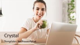  Presentation with young college student diagnosis of chlamydia - Slide set consisting of young student girl with apple background and a coral colored foreground