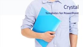  Presentation with files - Presentation theme featuring young student holding files over white background background and a sky blue colored foreground