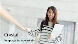  Presentation with student - Presentation having young-student-in-campus background and a sky blue colored foreground