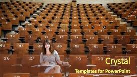  Presentation with lecture hall - Amazing presentation theme having young student in empty lecture backdrop and a tawny brown colored foreground