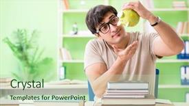  Presentation with young hackers in the concept - Presentation theme with young student in expensive tuition background and a  colored foreground