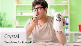  Presentation with student - Colorful presentation design enhanced with young student in expensive tuition backdrop and a  colored foreground