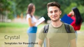  Presentation with friends - Audience pleasing slide set consisting of young-student-in-front backdrop and a soft green colored foreground