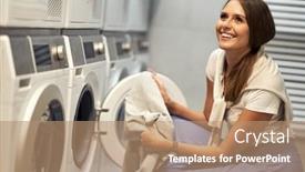  Presentation with laundry room - Cool new PPT layouts with young-student-in-laundry-room backdrop and a coral colored foreground