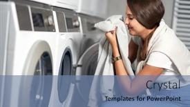  Presentation with laundry room - Presentation theme consisting of young-student-in-laundry-room background and a seafoam green colored foreground