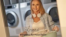  Presentation with young college student diagnosis of chlamydia - Presentation design having young-student-in-laundry-room background and a coral colored foreground