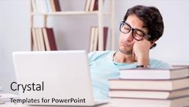  Presentation with learning - PPT theme featuring young student in tele-learning background and a sky blue colored foreground