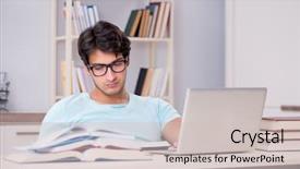  Presentation with cognitive theory learning concept - Colorful PPT theme enhanced with young student in tele-learning backdrop and a soft green colored foreground