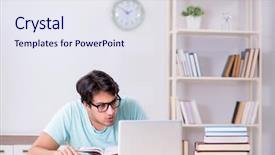  Presentation with cognitive theory learning concept - Audience pleasing PPT theme consisting of young student in tele-learning backdrop and a sky blue colored foreground