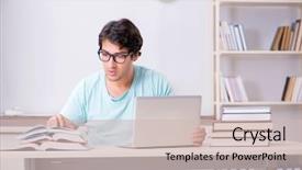  Presentation with learning - Beautiful PPT theme featuring young student in tele-learning backdrop and a soft green colored foreground