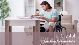  Presentation with wheel - Presentation design with young-student-in-wheel-chair background and a gray colored foreground