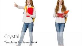  Presentation with student - Amazing PPT theme having young-student-isolated-on-white backdrop and a white colored foreground