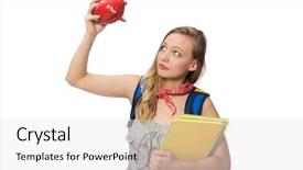  Presentation with student - Cool new theme with young student isolated on white backdrop and a white colored foreground