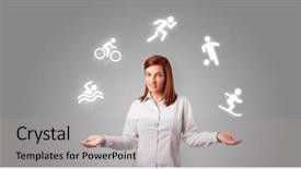  Presentation with sports - Slides with young student juggle with sports background and a light gray colored foreground