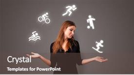  Presentation with sports - PPT theme having young student juggle with sports background and a  colored foreground