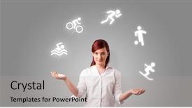  Presentation with sports - Cool new slides with young student juggle with sports backdrop and a  colored foreground