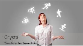  Presentation with sports - Amazing presentation having student juggle with sports concept backdrop and a light gray colored foreground
