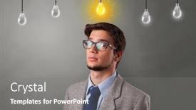  Presentation with idea - Presentation design enhanced with young student looking for new background and a gray colored foreground