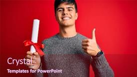  Presentation with university student internship - Colorful presentation theme enhanced with young-student-man-holding-university backdrop and a wine colored foreground