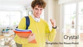  Presentation with young college student diagnosis of chlamydia - Theme consisting of young student man wearing headphones background and a  colored foreground