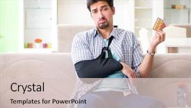  Presentation with wrist hand surgery - PPT theme having young student man with hand background and a  colored foreground